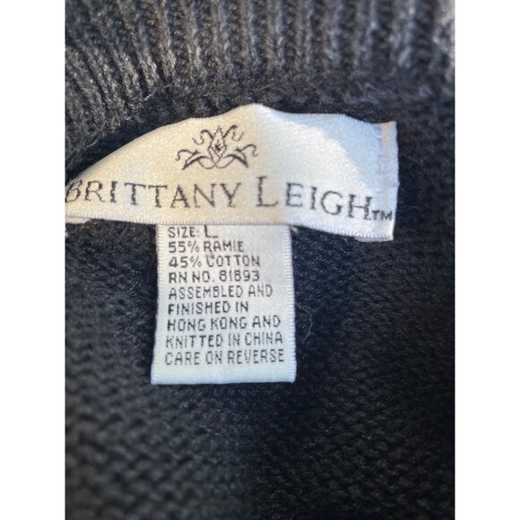 Holiday Sweater Large Black Gold Chain Design Vintage Beaded Tassel - Picture 8 of 9